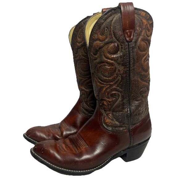 Vintage Wrangler Cowboy Western Boots Men’s 9 EE Brown Distressed 5115 main image 15